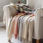 Beige And Bright Stripe Check Lambswool Throw, thumbnail 1 of 6