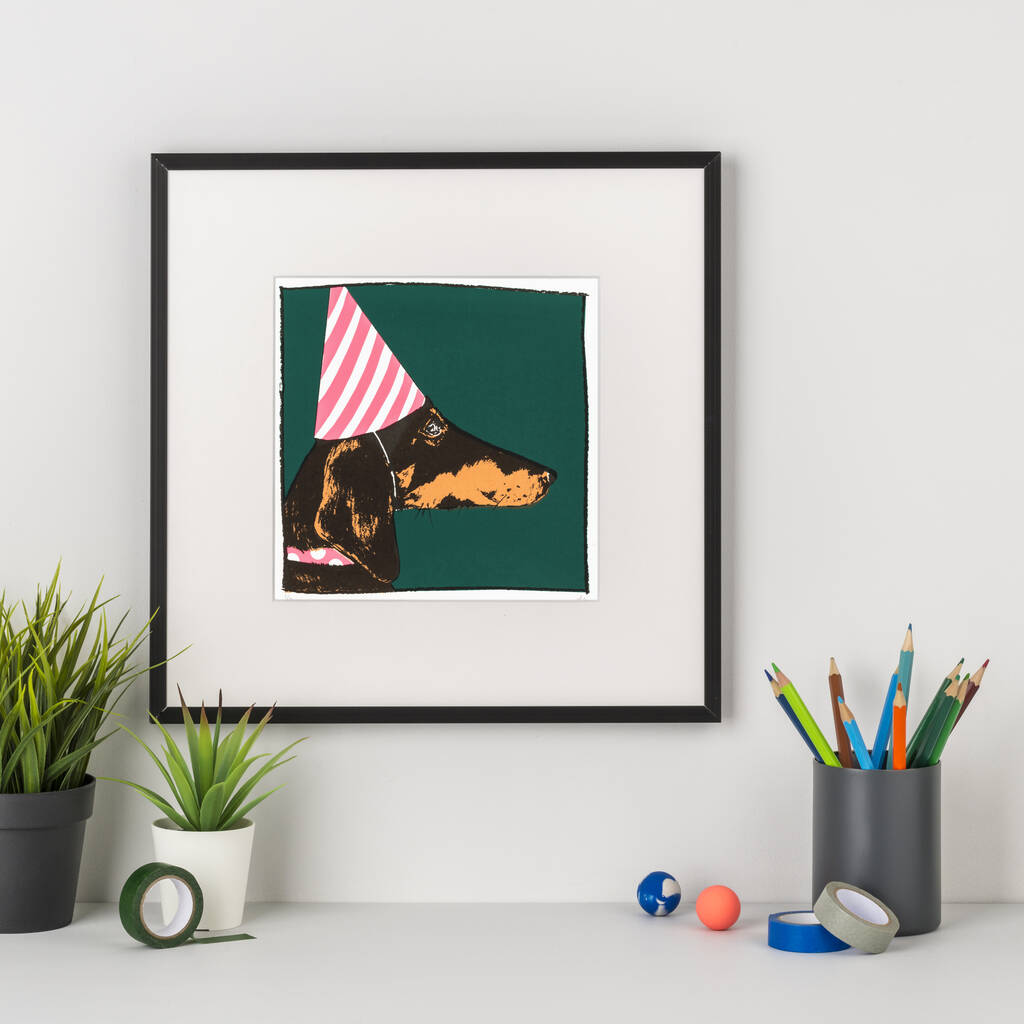 Party Dachshund Screen Print, 1 of 9
