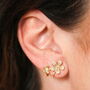 Crystal Twin Flower Stud Earrings In Gold Plating, thumbnail 1 of 4