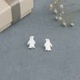 Merry Little Christmas Sterling Silver Penguin Earrings, thumbnail 2 of 6