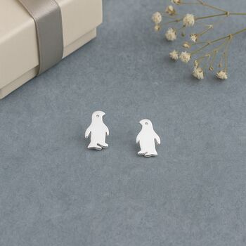 Merry Little Christmas Sterling Silver Penguin Earrings, 2 of 6