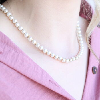 White Round Pearl Bridesmaid Statement Necklace And Earring Set, 5 of 6