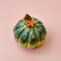 Handmade Ceramic Pumpkin With Gold Lustre Stem And Green Glaze, thumbnail 2 of 2