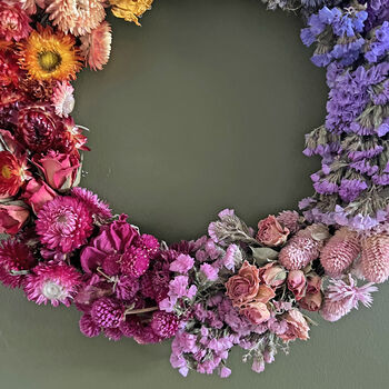 Natural Rainbow Dried Flower Wreath, 2 of 4