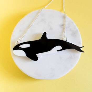 Orca Killer Whale Acrylic Necklace, 4 of 4