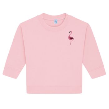 Babies Flamingo Organic Cotton Sweatshirt, 2 of 7
