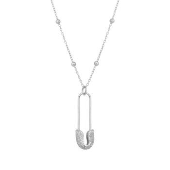 Sterling Silver Jewelled Safety Pin Beaded Necklace, 6 of 7