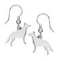 Alsatian Silhouette Earrings Sterling Silver, thumbnail 1 of 6