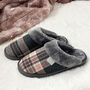 Ladies Tartan Slippers Dark Grey, thumbnail 1 of 3