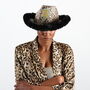 Fur Trim And Lightning Bolt Animal Print Cowboy Hat, thumbnail 2 of 10