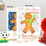 Personalised Gingerbread Man Football 1st Christmas Card, thumbnail 5 of 6