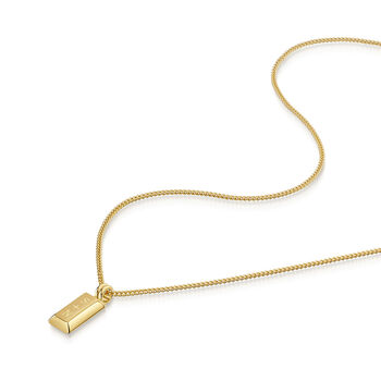 Small Ingot Men's Necklace 18 K Gold Plated Steel, 6 of 6