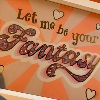 Glass Gold Leaf 'Let Me Be Your Fantasy' Wall Art Sign, 7 of 11