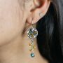 Retro Vintage Ethnic Silver Plated Leaf Drop Earrings, thumbnail 1 of 7