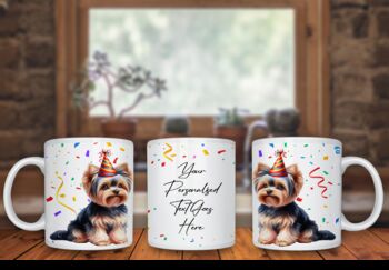 Personalised Yorkshire Terrier Birthday Congratulations Party Mug B, 2 of 2