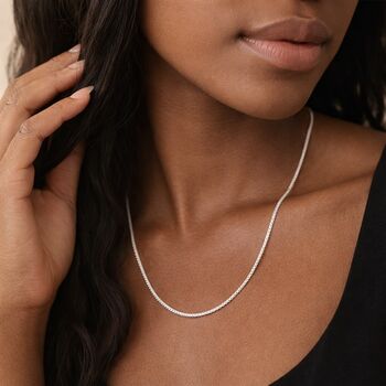 Sterling Silver Medium Round Spiga Wheat Chain Necklace – 16in To 24in, 4 of 6