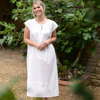 White Cotton Embroidered Nightdress, 3 of 8