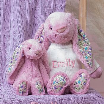 Personalised Blossom Tulip Pink Bunny Soft Toy, 2 of 5