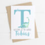 Personalised New Baby Card Blue Dinosaurs, thumbnail 3 of 6