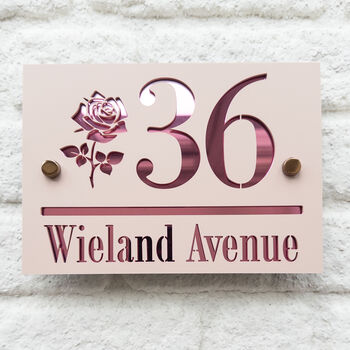 Personalised Rose Design Acrylic House Number Sign, 2 of 5