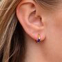 Gold Plated Enamel Huggie Hoop Earrings, thumbnail 1 of 8