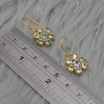 Blue Topaz Gold Dangle Earrings, 5 of 8