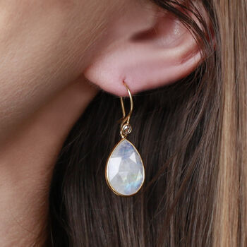 Moonstone Earrings With Blue Topaz, 5 of 8