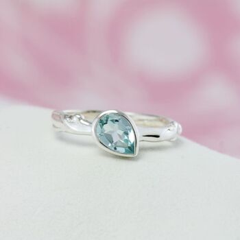 Teardrop Blue Topaz Silver Ring, 5 of 7