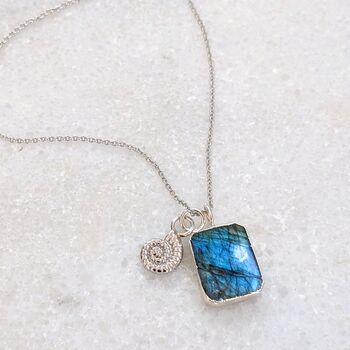 The Duo Labradorite Necklace, Silver, 3 of 12