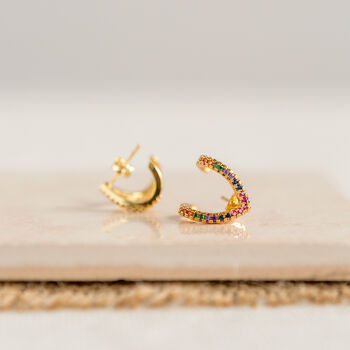 Gold Plated Rainbow Wrap Stud Earrings, 6 of 10