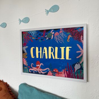 Personalised Under The Sea Gold Name Print, 4 of 8