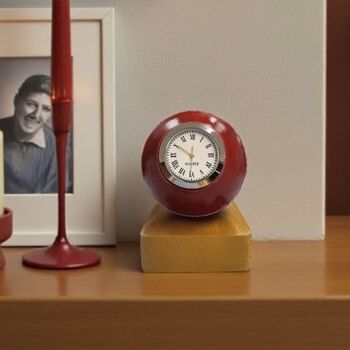 Cricket Ball Clock With Personalised Wood Plinth, 4 of 12