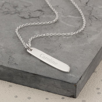 Engraved Bar Necklace, Sterling Silver, 3 of 7