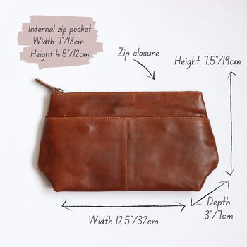 Brown Leather Costmetic Bag, Tan, 6 of 6