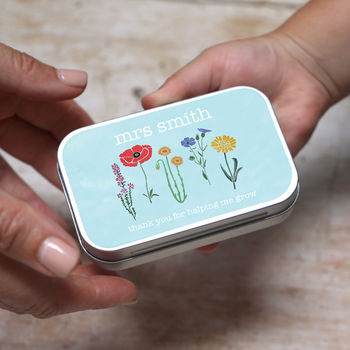 Personalised Teacher Gift Tin With Wildflower Seeds, 5 of 8