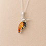 Personalised Sterling Silver Baltic Amber Kingfisher Pendant Necklace, thumbnail 1 of 10