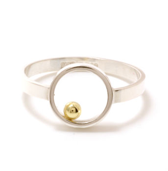 Silver With Gold Ball Flat Ring, 3 of 6