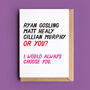 Personalised Celebrity Crush Or You? Valentine Card, thumbnail 1 of 2
