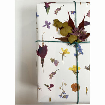 Gilded Pressed Flowers Luxury Gift Wrapping Paper, 3 of 3