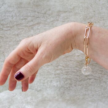 Rosy Glass Bead Gold Plated Chain Bracelet, 5 of 7