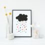 Cloud And Raindrops Children's Art Print, thumbnail 1 of 2