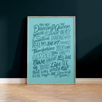 Dancing Queen Lyrics Print, Abba Poster, 16 Colour Options, 2 of 11