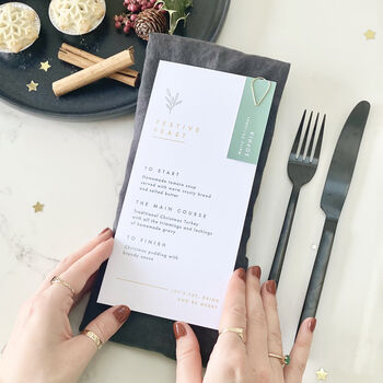 Gold Foil Christmas Menu With Place Card, 3 of 6