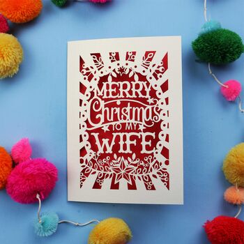 Papercut Wife Christmas Card, 3 of 7