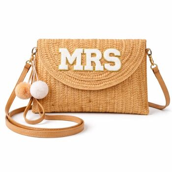 Personalised Mrs Straw Pom Pom Clutch Cross Body Bag, 4 of 4
