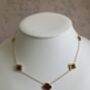 18 K Gold Plated Four Leaf Clover Necklace Gold Maroon, thumbnail 3 of 8