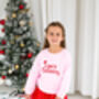 Personalised 'Believes' Santa Hat Christmas Embroidered Sweatshirt Jumper, thumbnail 2 of 3