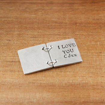 Personalised Romantic Valentines Keepsake Mini Folding Pewter Card, 4 of 6