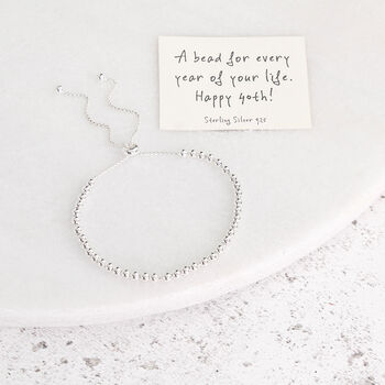 Sterling Silver 40th Birthday 40 Beads Slider Bracelet, 2 of 6