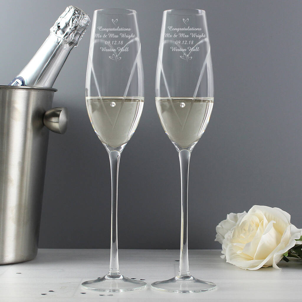Personalised Little Hearts Swarovski Champagne Flutes, 1 of 6